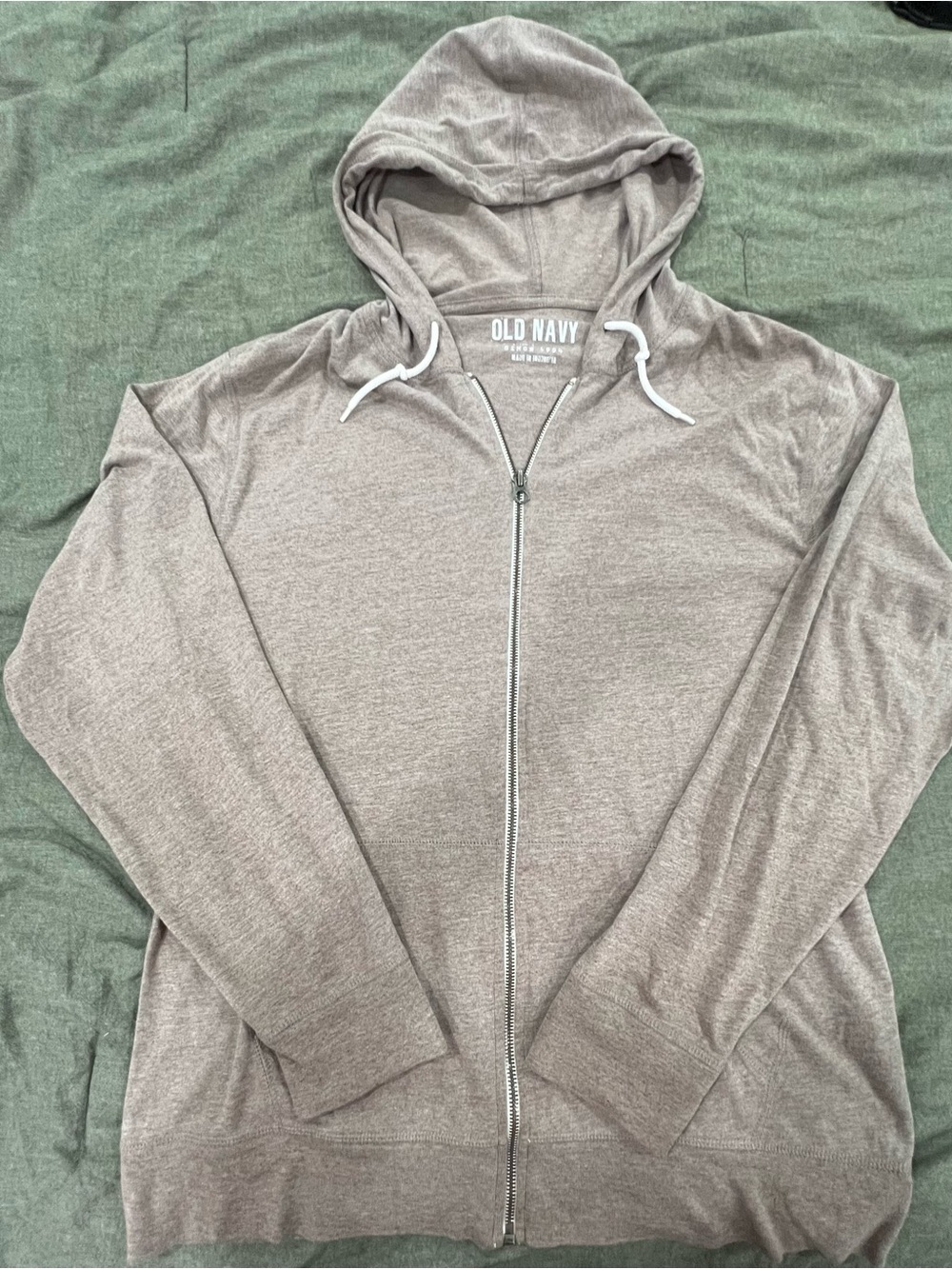 Old Navy Men's Taupe Zip-Up Hooded Sweater Jacket